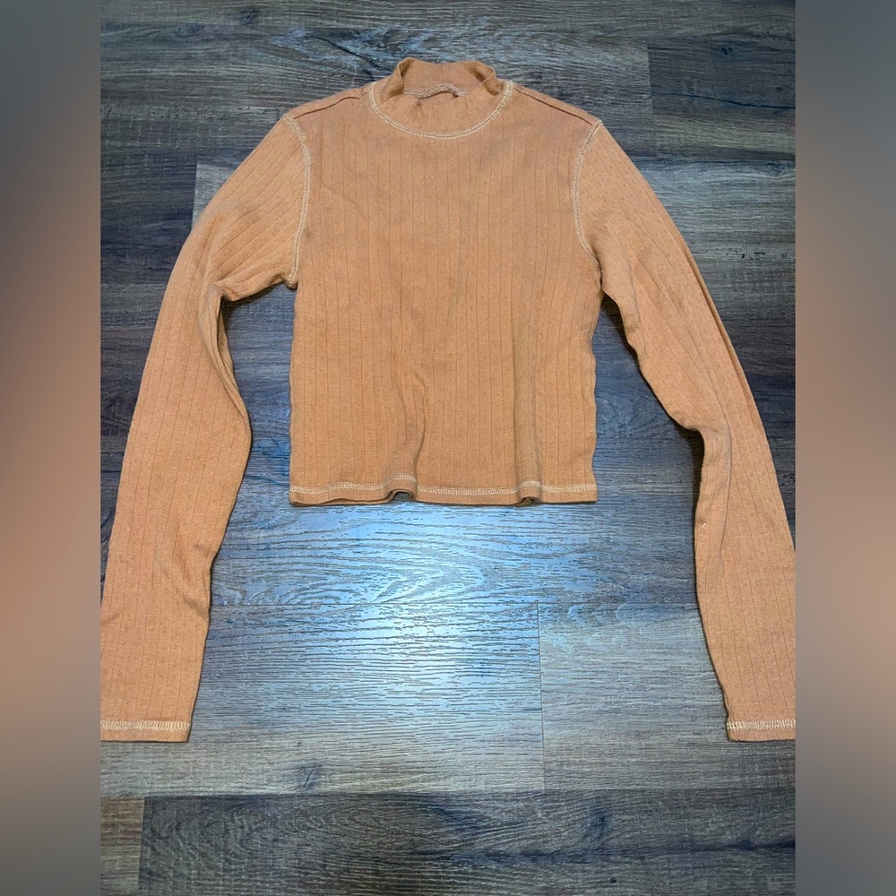 American Eagle Outfitters Mock Neck Long-sleeve Crop Top